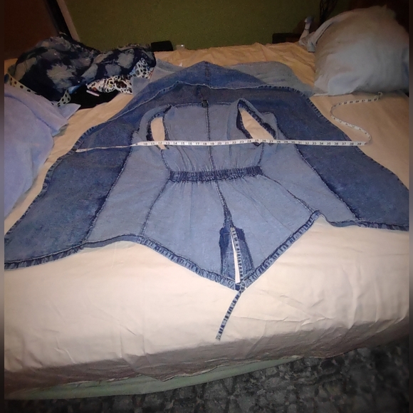 RedFox Ladies Denim Jean Sleeveless Hoodie - Picture 13 of 16